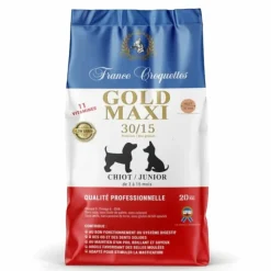 FRANCE CROQUETTES - France croquette pour chiot gold maxi chiot junior 30/15 low grain – 4kg – petites à moyennes races - chiot 3 à 15 mois