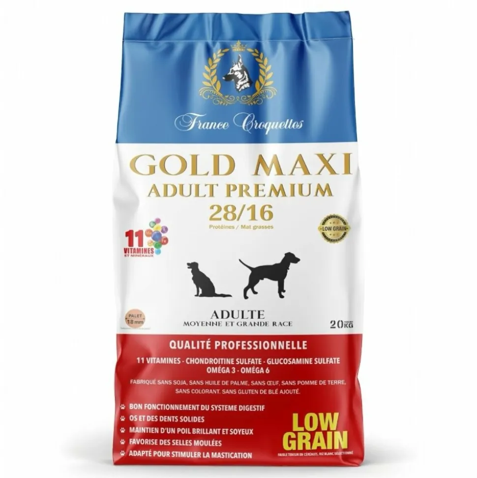FRANCE CROQUETTES - France croquettes pour chien adulte gold maxi adult premium 28/16 low grain 4kg
