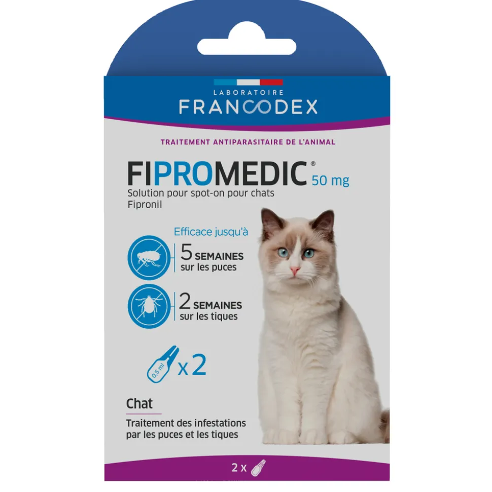 FRANCODEX - Fipromedic 50mg pour chat : 2 pipettes de 0,5ml