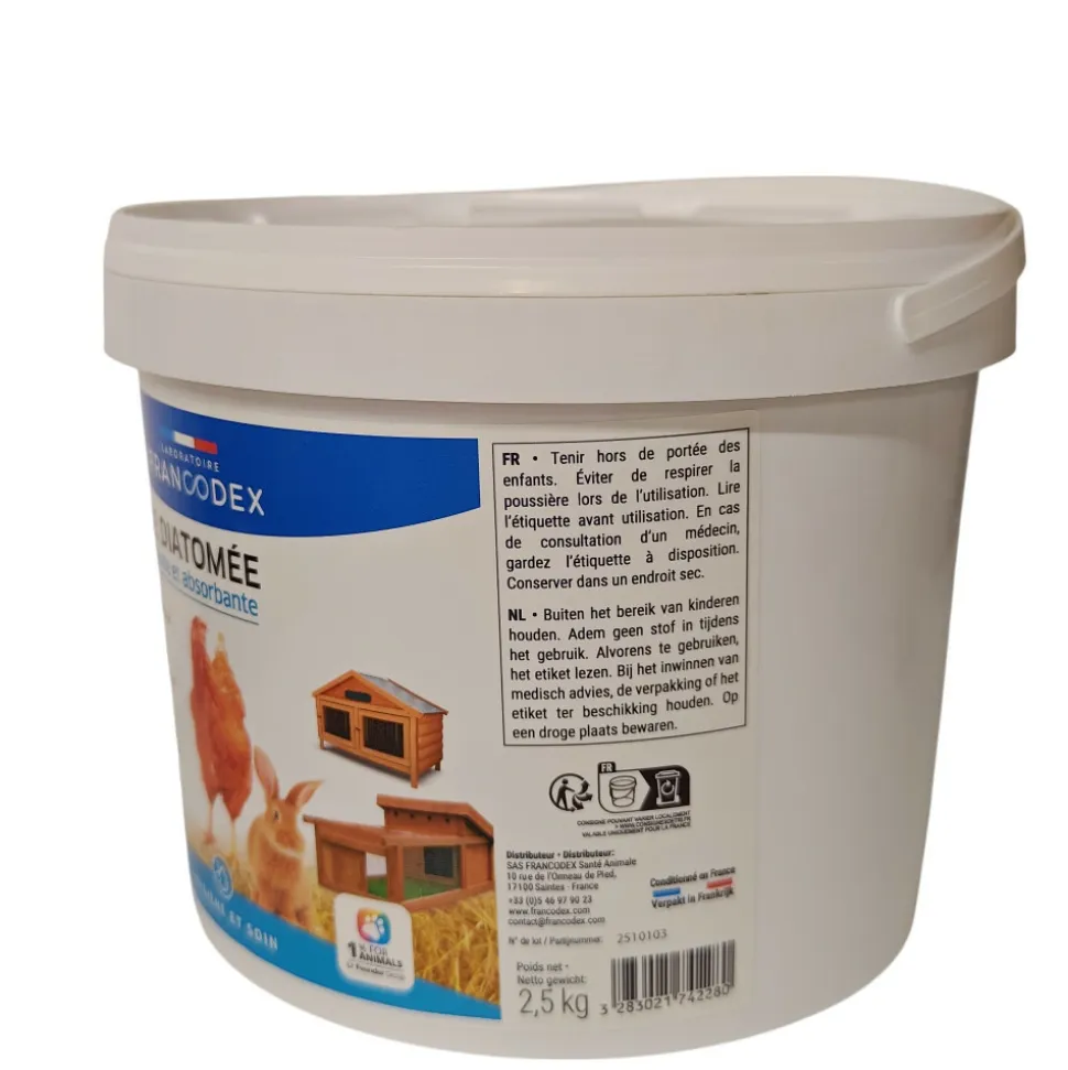 FRANCODEX - Terre de diatomée 2,5kg pour poulaillers, clapiers et litières