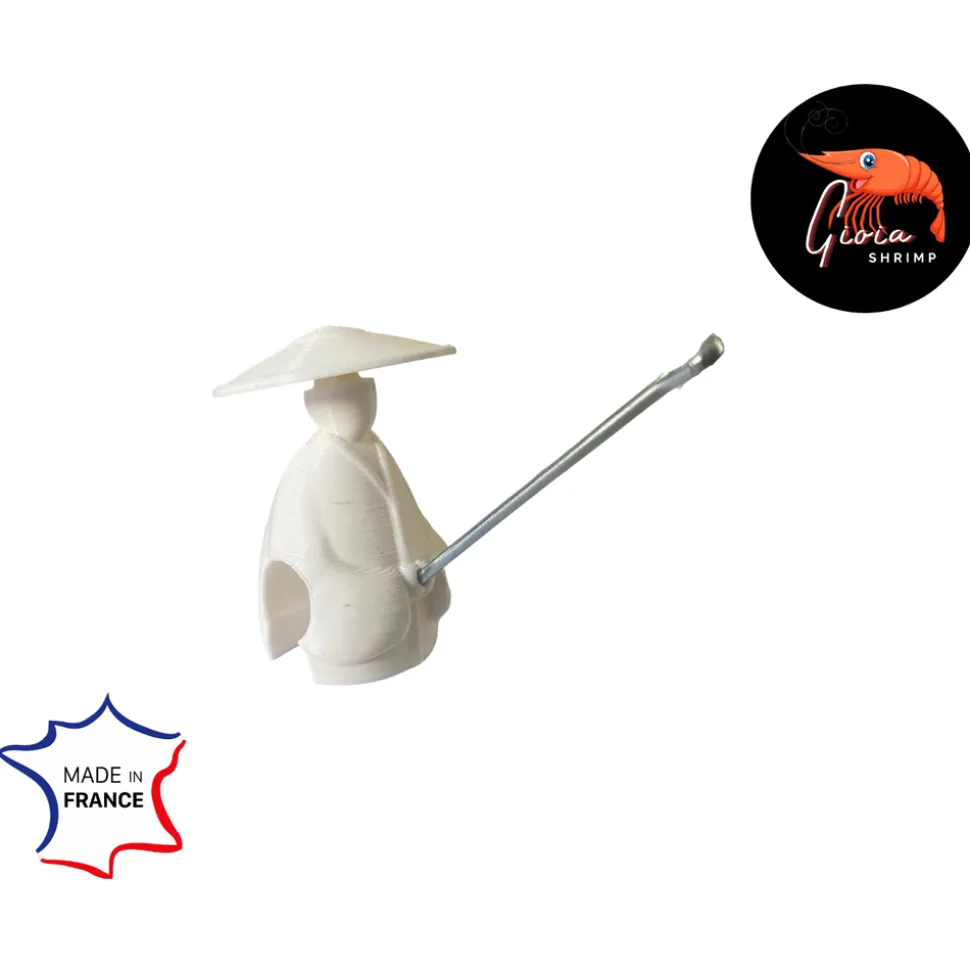 GIOIASHRIMP - Décor d'aquarium "Le pêcheur" et Porte Lollies pour crevettes