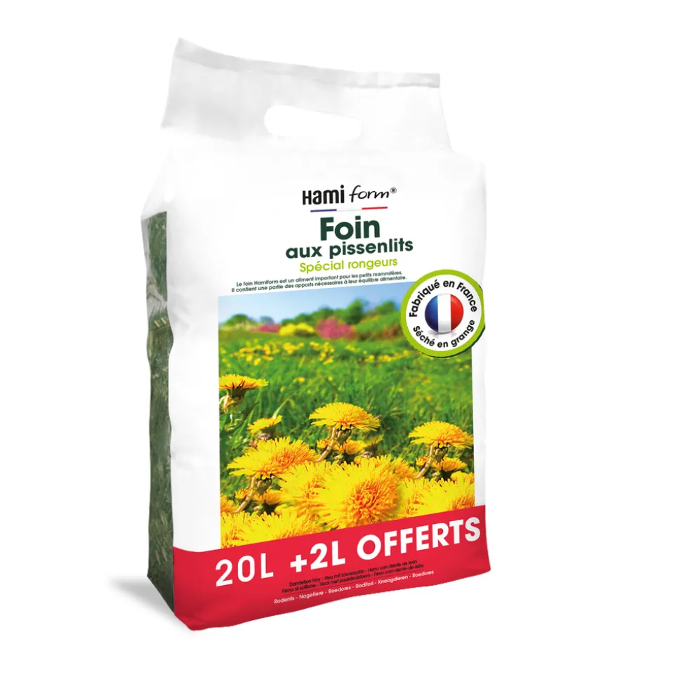 HAMI FORM - Foin prémium aux pissenlits pour rongeurs 20L + 2L offerts