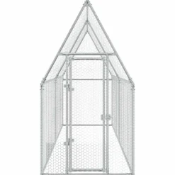 HELLOSHOP26 - Cage pour poules argenté 400 x 100 x 190 cm acier galvanisé argent