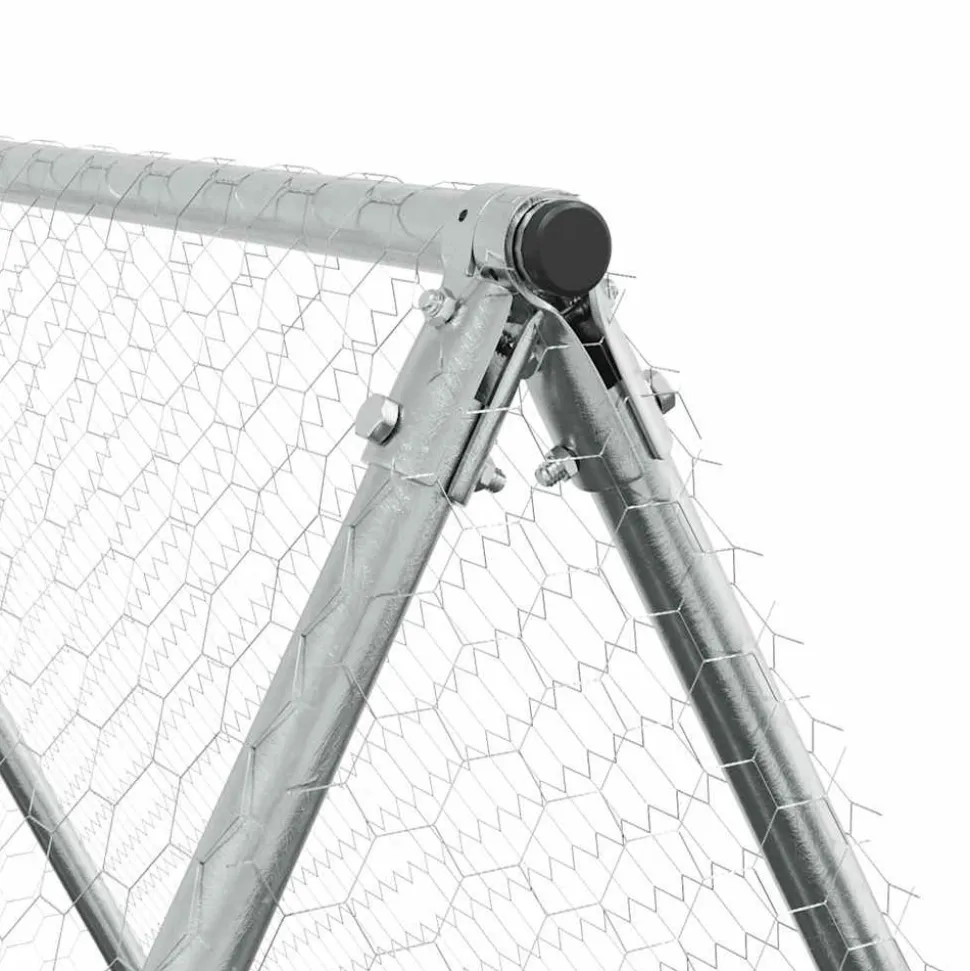 HELLOSHOP26 - Cage pour poules argenté 400 x 100 x 190 cm acier galvanisé argent
