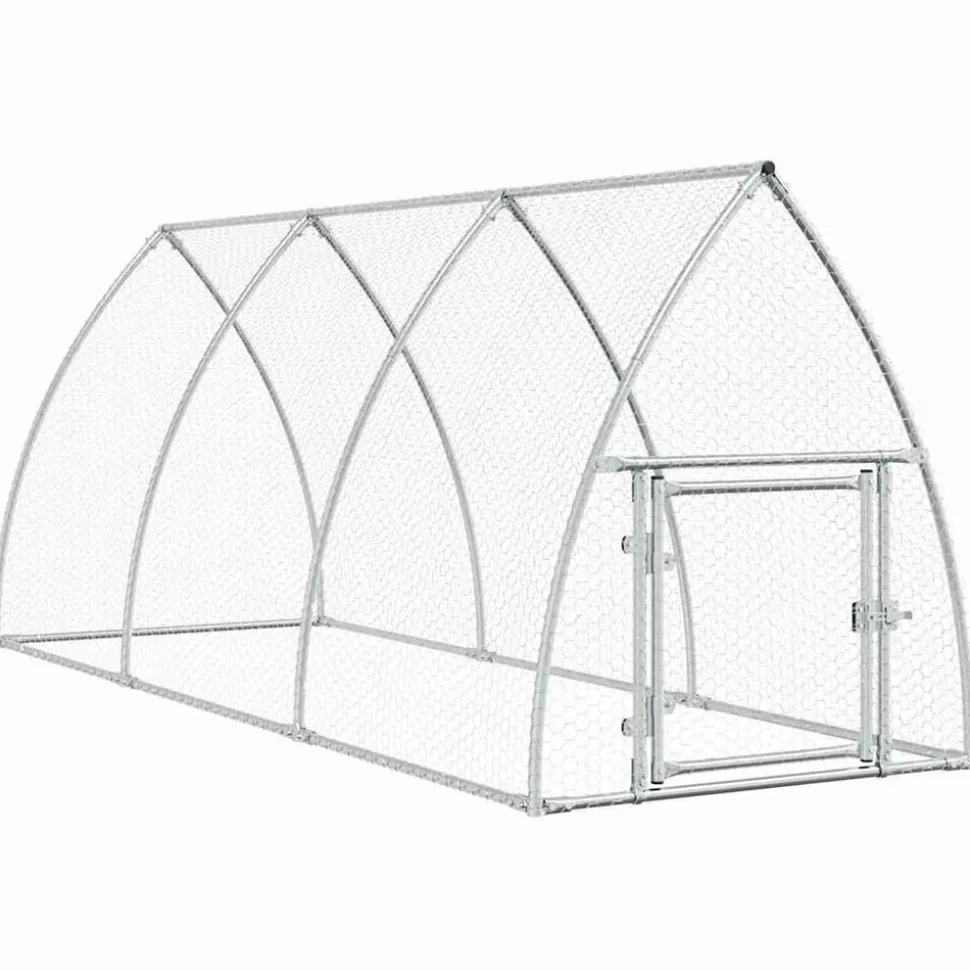 HELLOSHOP26 - Cage pour poules argenté 300 x 105 x 120 cm acier galvanisé argent