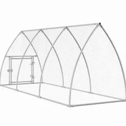 HELLOSHOP26 - Cage pour poules argenté 300 x 105 x 120 cm acier galvanisé argent