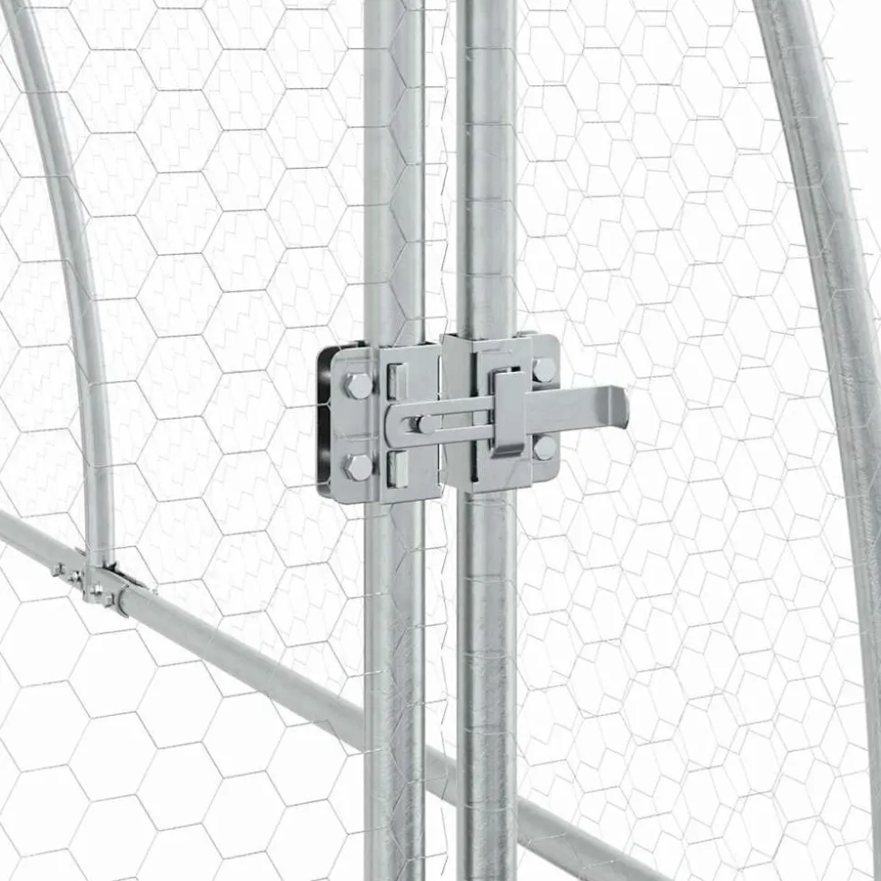 HELLOSHOP26 - Cage pour poules argenté 300 x 105 x 120 cm acier galvanisé argent