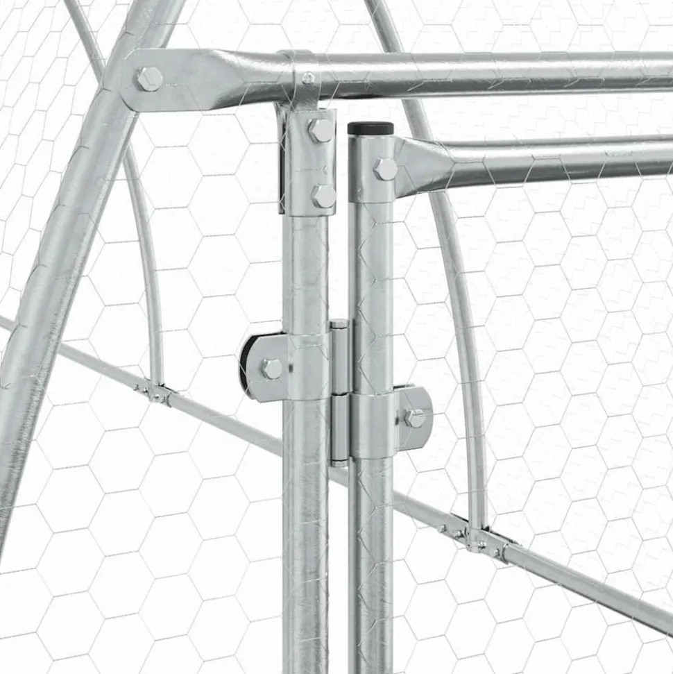 HELLOSHOP26 - Cage pour poules argenté 300 x 105 x 120 cm acier galvanisé argent