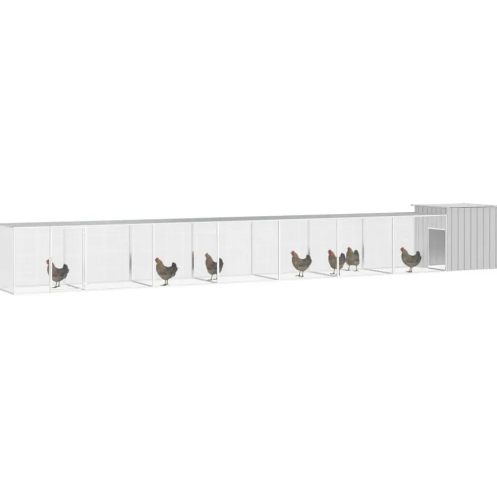 HELLOSHOP26 - Cage pour poules 700 x 91 x 100 cm acier galvanisé gris