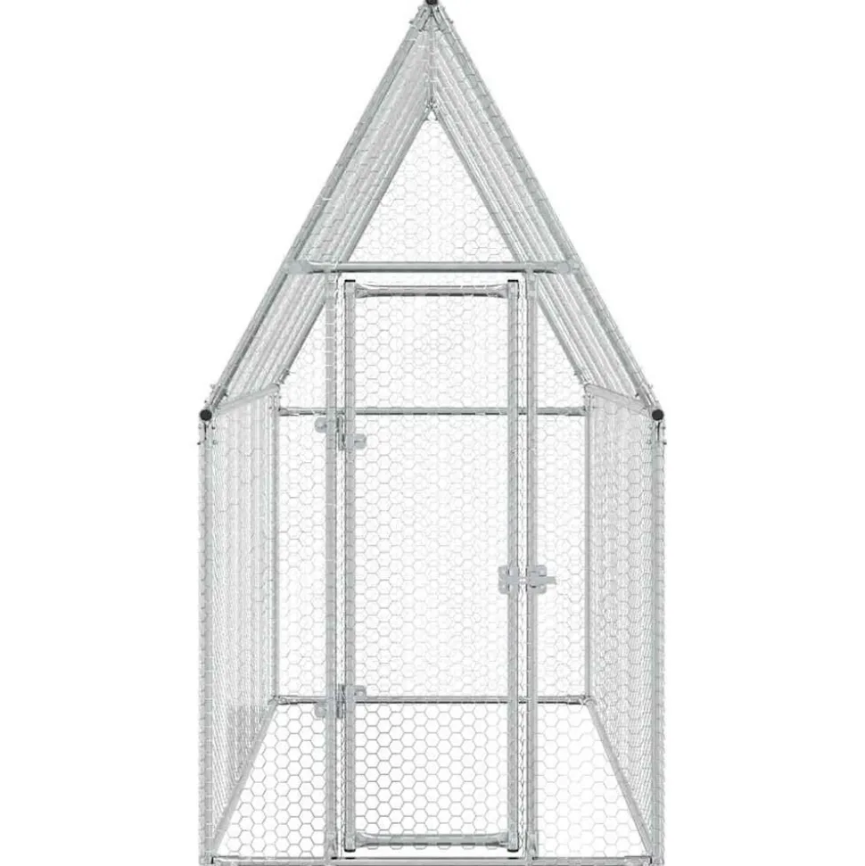 HELLOSHOP26 - Cage pour poules argenté 200 x 100 x 190 cm acier galvanisé argent