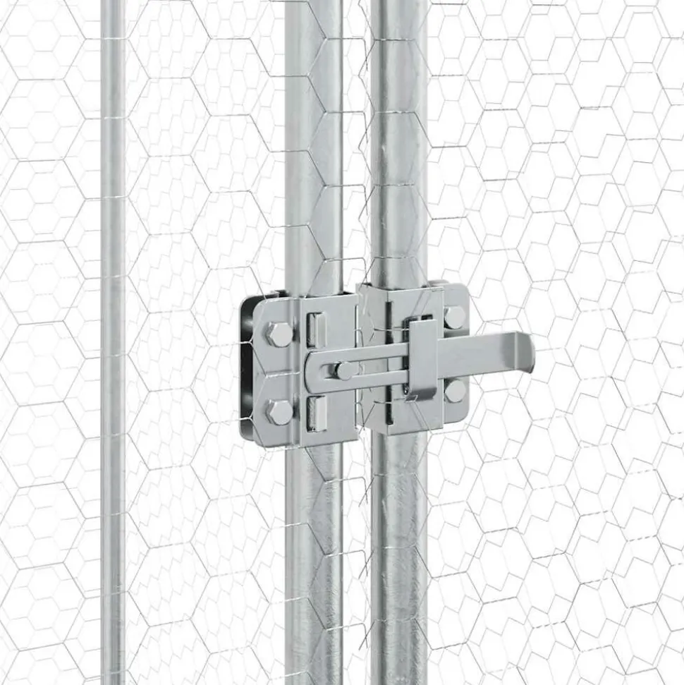 HELLOSHOP26 - Cage pour poules argenté 200 x 100 x 190 cm acier galvanisé argent