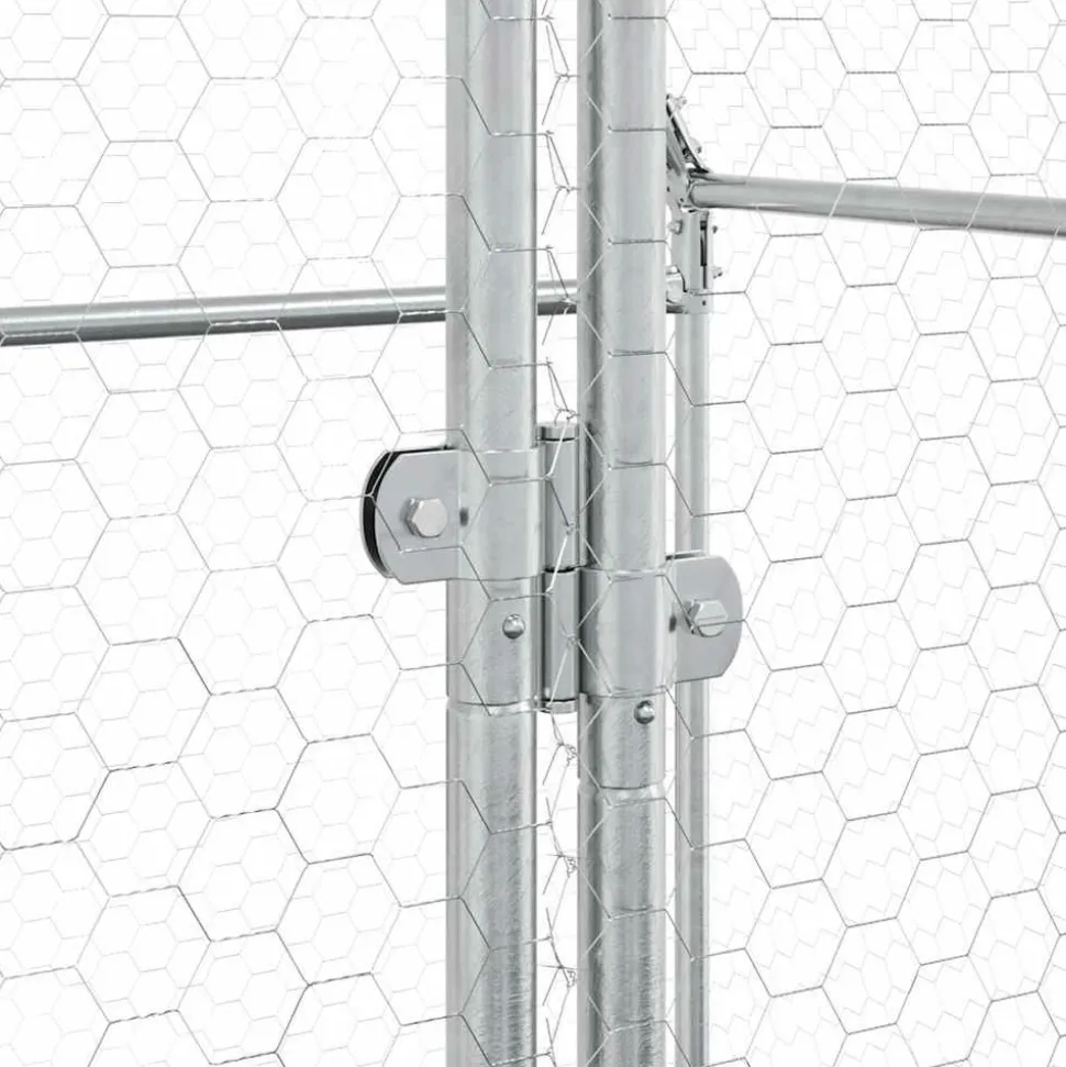 HELLOSHOP26 - Cage pour poules argenté 200 x 100 x 190 cm acier galvanisé argent