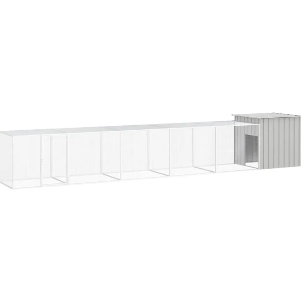 HELLOSHOP26 - Cage pour poules 600 x 91 x 100 cm acier galvanisé gris