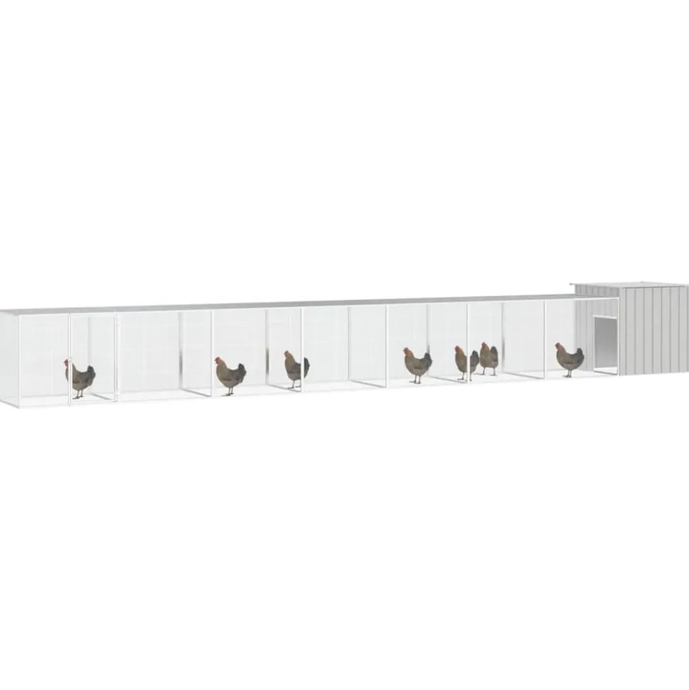 HELLOSHOP26 - Cage pour poules 800 x 91 x 100 cm acier galvanisé gris