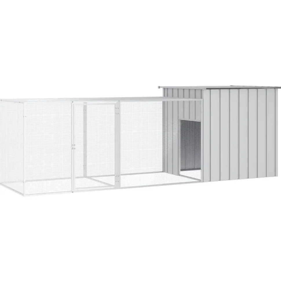 HELLOSHOP26 - Cage pour poules 300 x 91 x 100 cm acier galvanisé gris