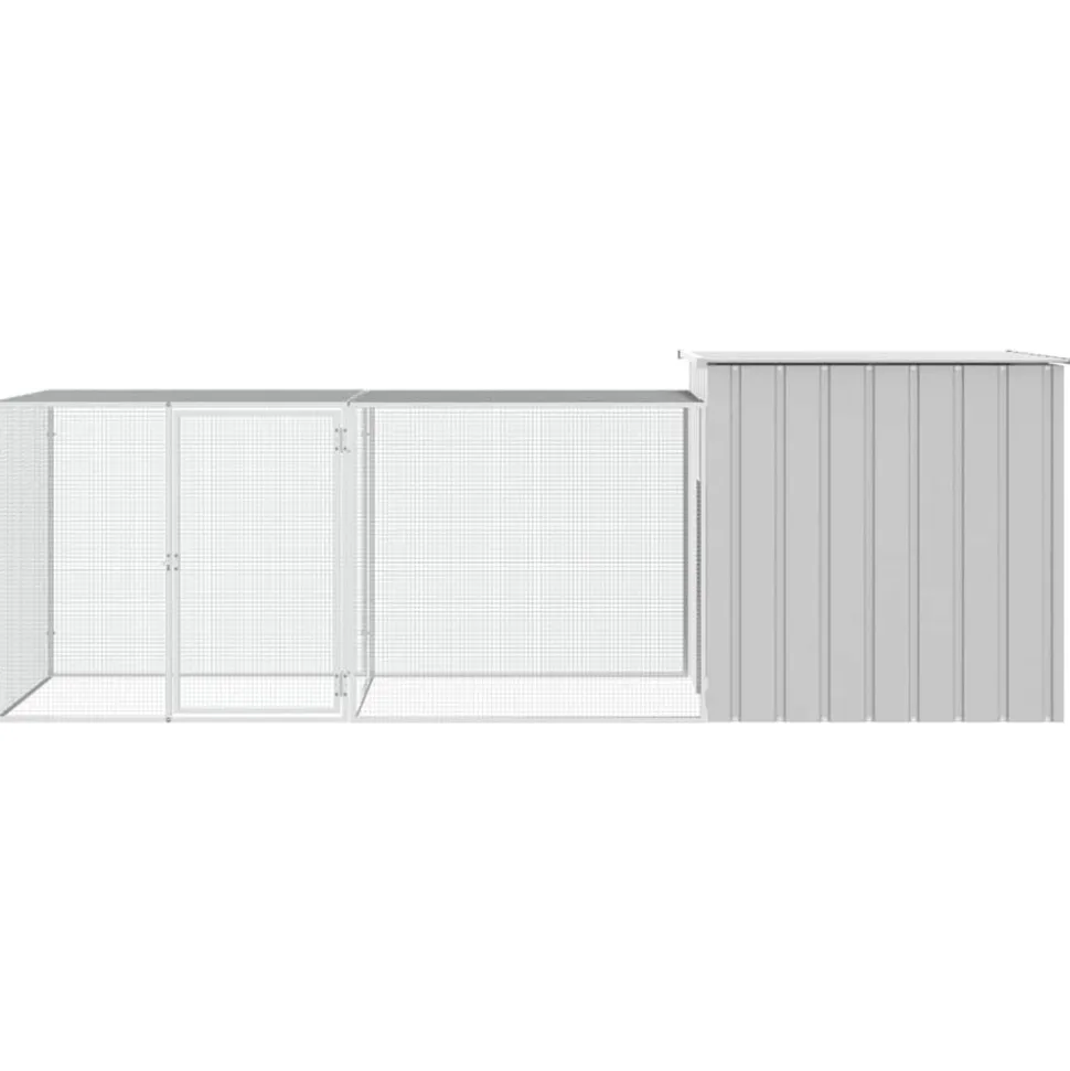 HELLOSHOP26 - Cage pour poules 300 x 91 x 100 cm acier galvanisé gris