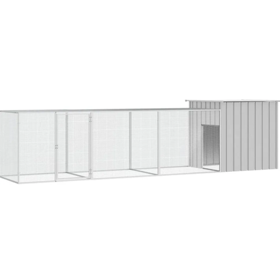 HELLOSHOP26 - Cage pour poules 400 x 91 x 100 cm acier galvanisé gris