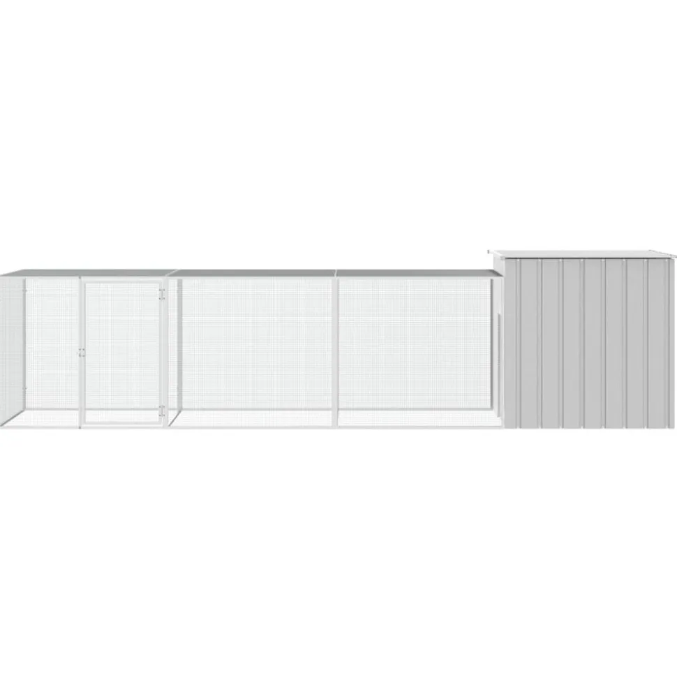 HELLOSHOP26 - Cage pour poules 400 x 91 x 100 cm acier galvanisé gris