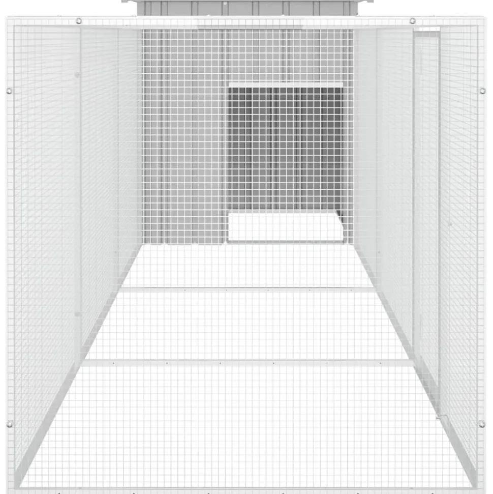 HELLOSHOP26 - Cage pour poules 400 x 91 x 100 cm acier galvanisé gris