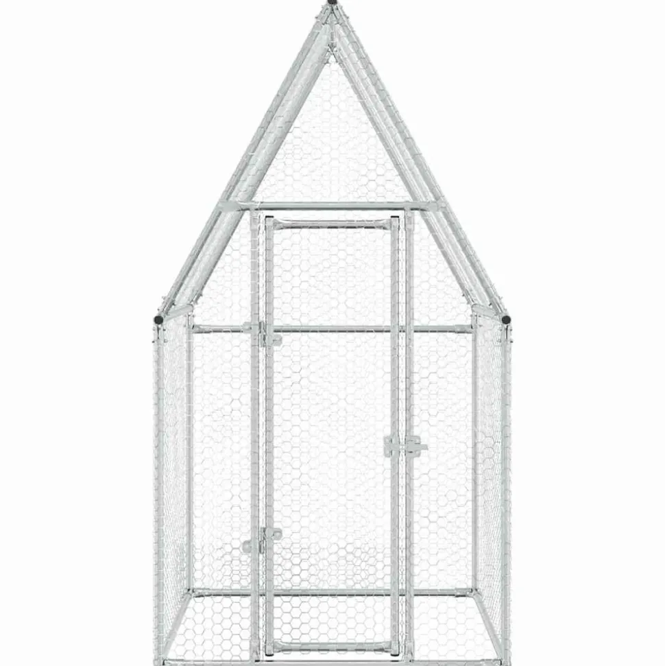 HELLOSHOP26 - Cage pour poules argenté 100 x 100 x 190 cm acier galvanisé argent