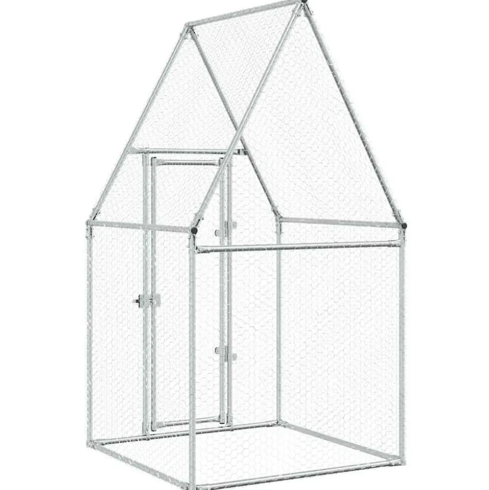 HELLOSHOP26 - Cage pour poules argenté 100 x 100 x 190 cm acier galvanisé argent