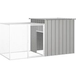 HELLOSHOP26 - Cage pour poules 200 x 91 x 100 cm acier galvanisé gris