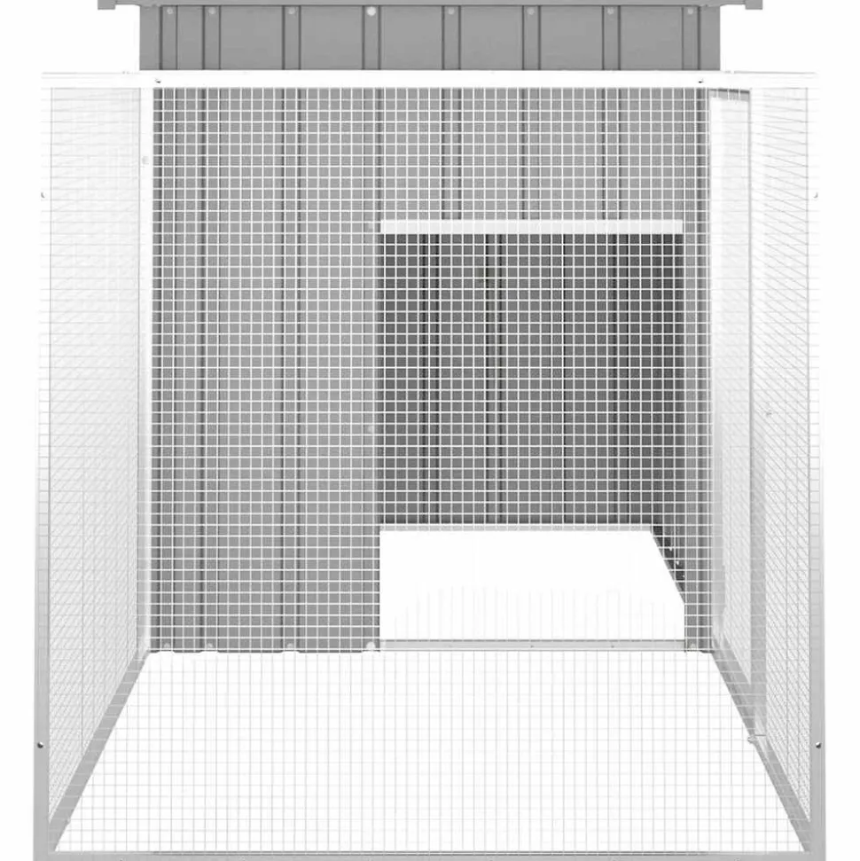 HELLOSHOP26 - Cage pour poules 200 x 91 x 100 cm acier galvanisé gris