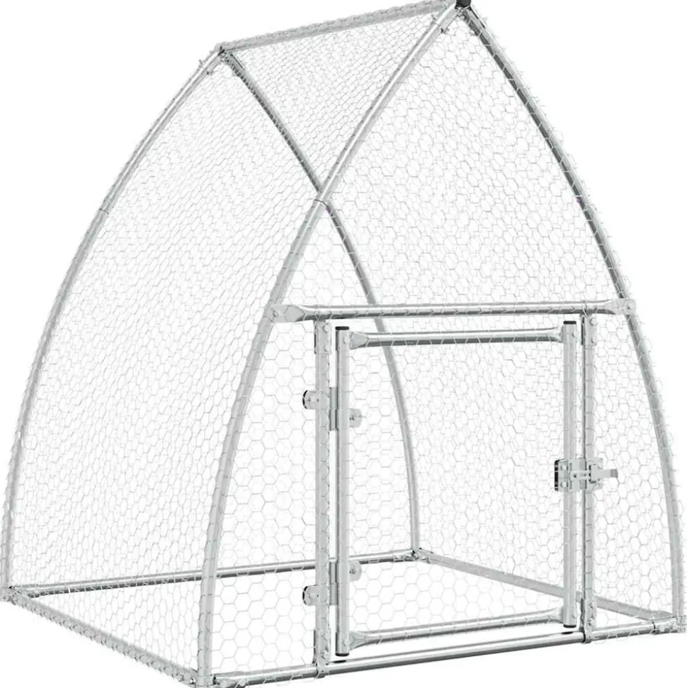 HELLOSHOP26 - Cage pour poules argenté 100 x 105 x 120 cm acier galvanisé argent