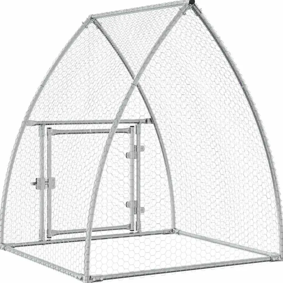 HELLOSHOP26 - Cage pour poules argenté 100 x 105 x 120 cm acier galvanisé argent