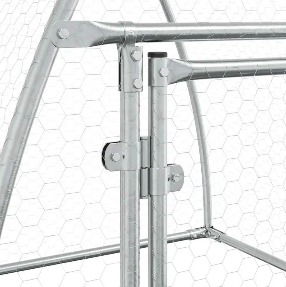 HELLOSHOP26 - Cage pour poules argenté 100 x 105 x 120 cm acier galvanisé argent
