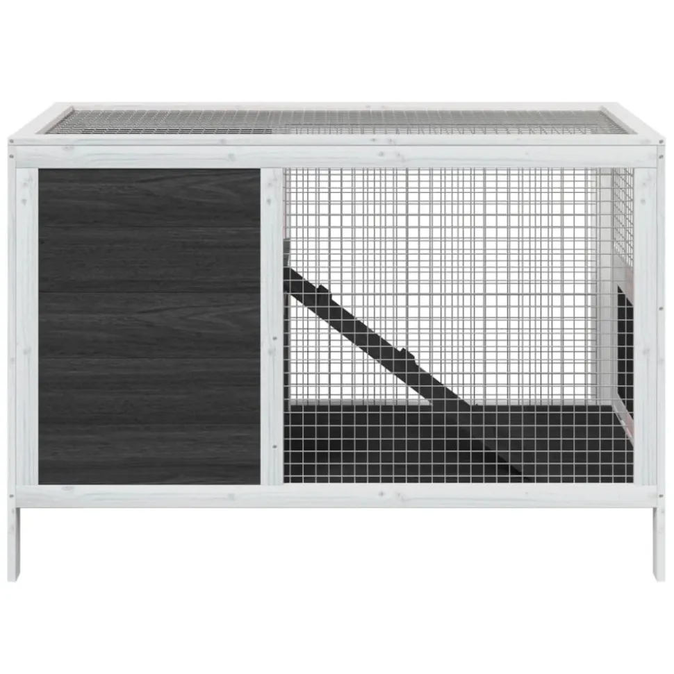 HELLOSHOP26 - Clapier 103 x 44 x 69,5 cm bois de pin massif gris
