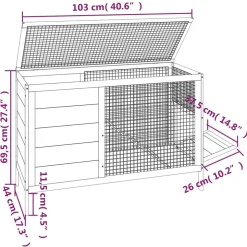 HELLOSHOP26 - Clapier 103 x 44 x 69,5 cm bois de pin massif gris