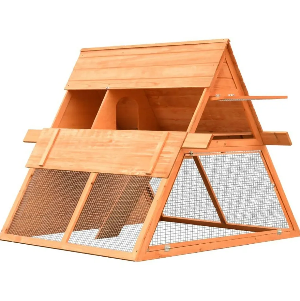 HELLOSHOP26 - Clapier bois de pin et de sapin massif 152 x 128 x 108 cm bois marron
