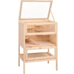 HELLOSHOP26 - Cage à hamster 55 x 40 x 80 cm bois massif de sapin marron