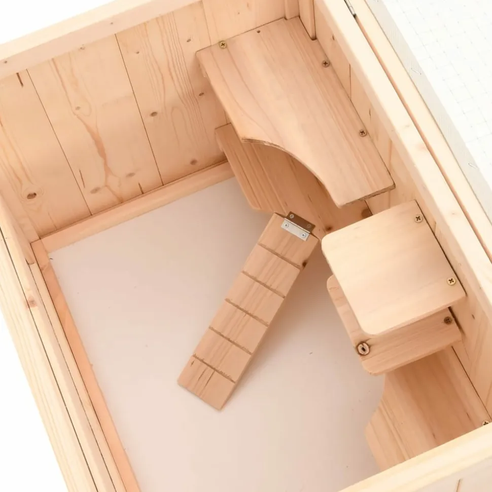 HELLOSHOP26 - Cage à hamster 55 x 40 x 80 cm bois massif de sapin marron