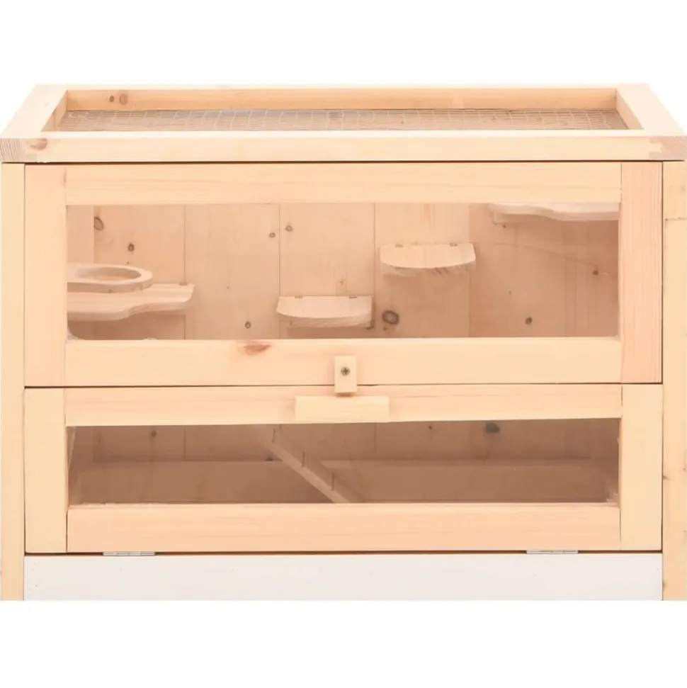 HELLOSHOP26 - Cage à hamster 60 x 35,5 x 42 cm bois massif de sapin marron