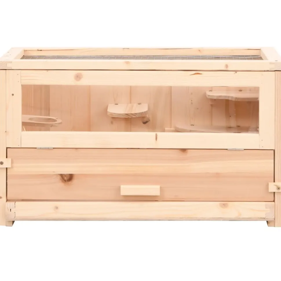 HELLOSHOP26 - Cage à hamster 60 x 30 x 35 cm bois massif de sapin marron