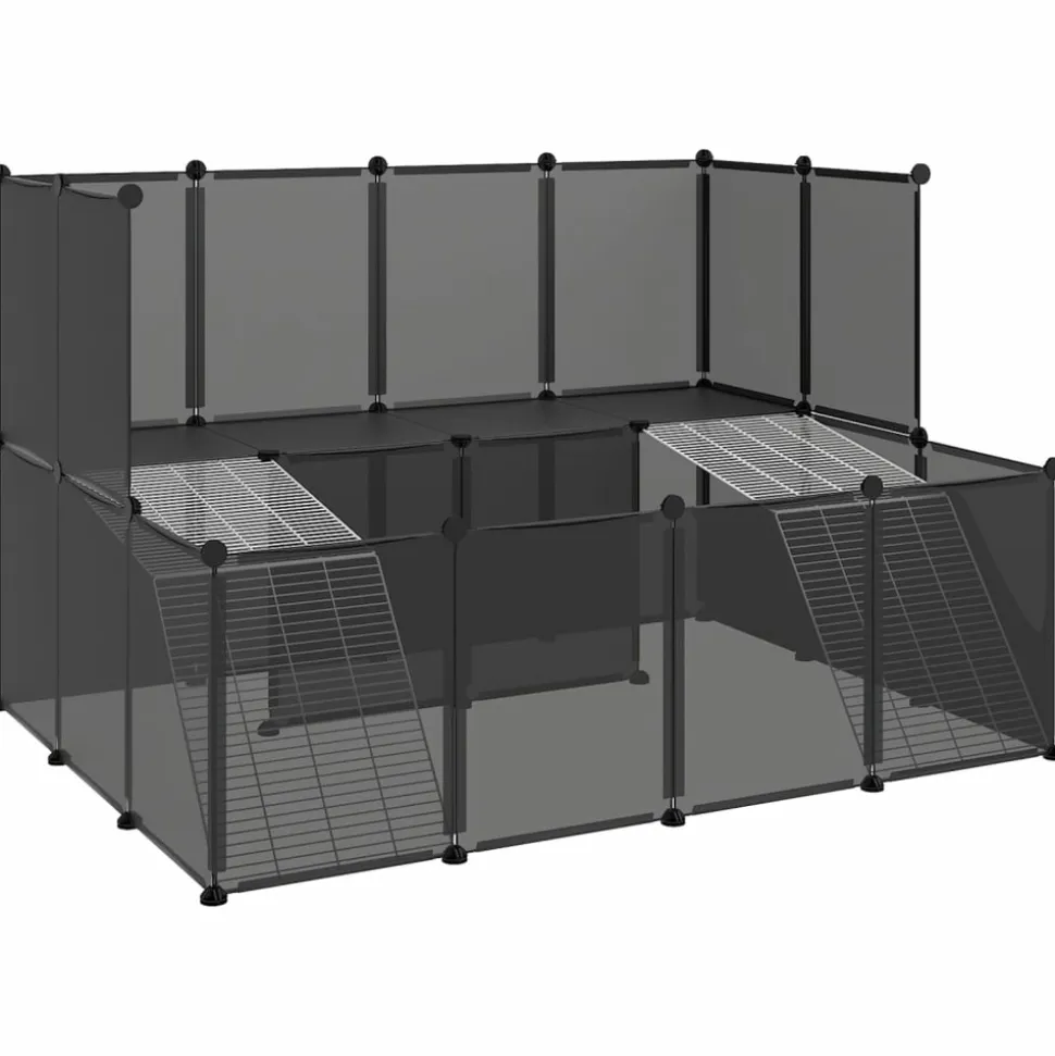 HELLOSHOP26 - Cage pour petits animaux 143 x 107 x 93 cm pp et acier noir