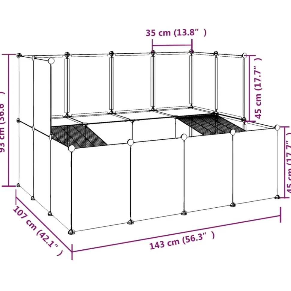 HELLOSHOP26 - Cage pour petits animaux 143 x 107 x 93 cm pp et acier noir
