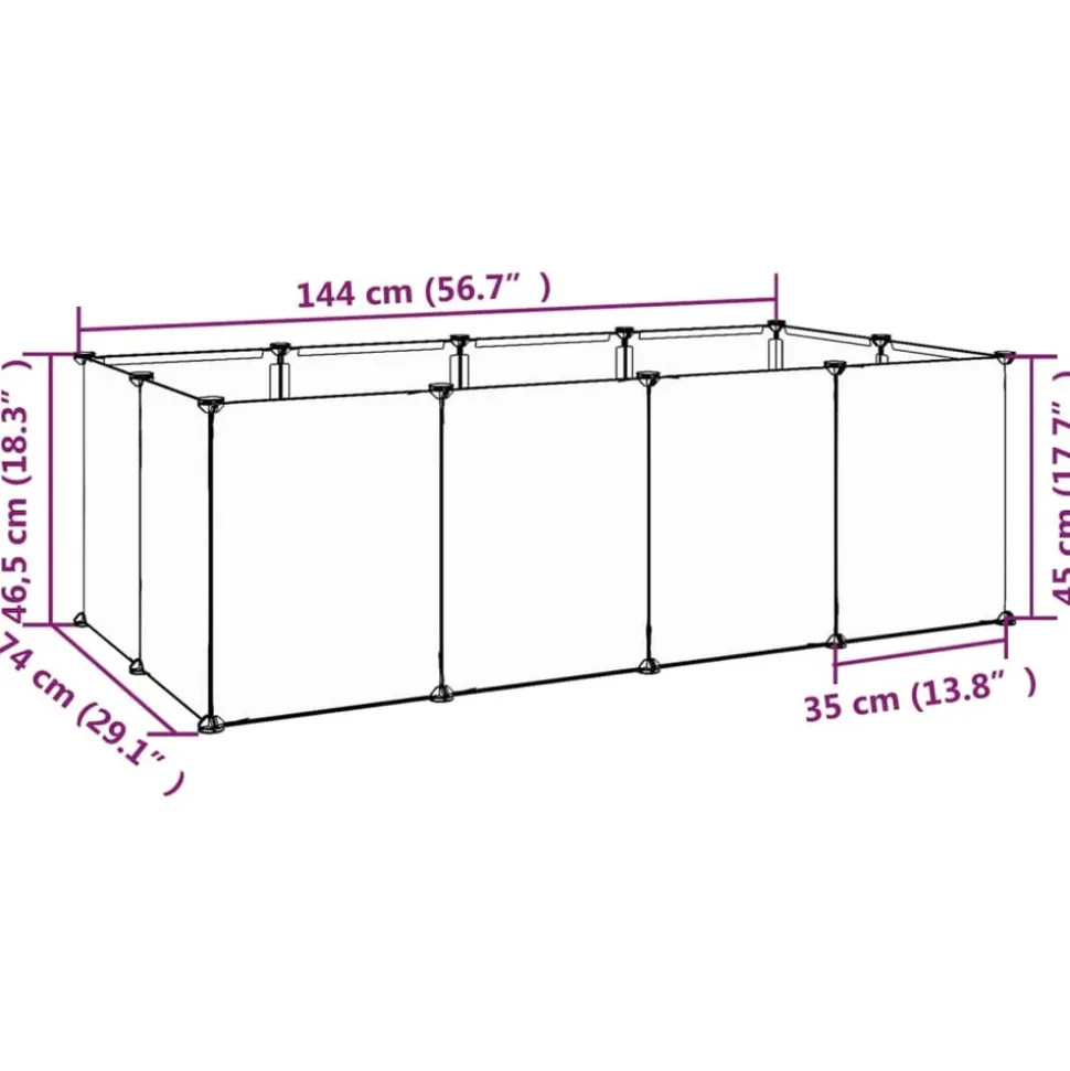 HELLOSHOP26 - Cage pour petits animaux 144 x 74 x 46,5 cm pp et acier noir