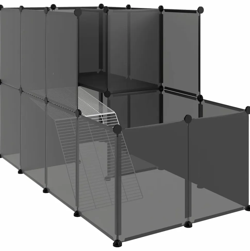 HELLOSHOP26 - Cage pour petits animaux 142 x 74 x 93 cm pp et acier noir