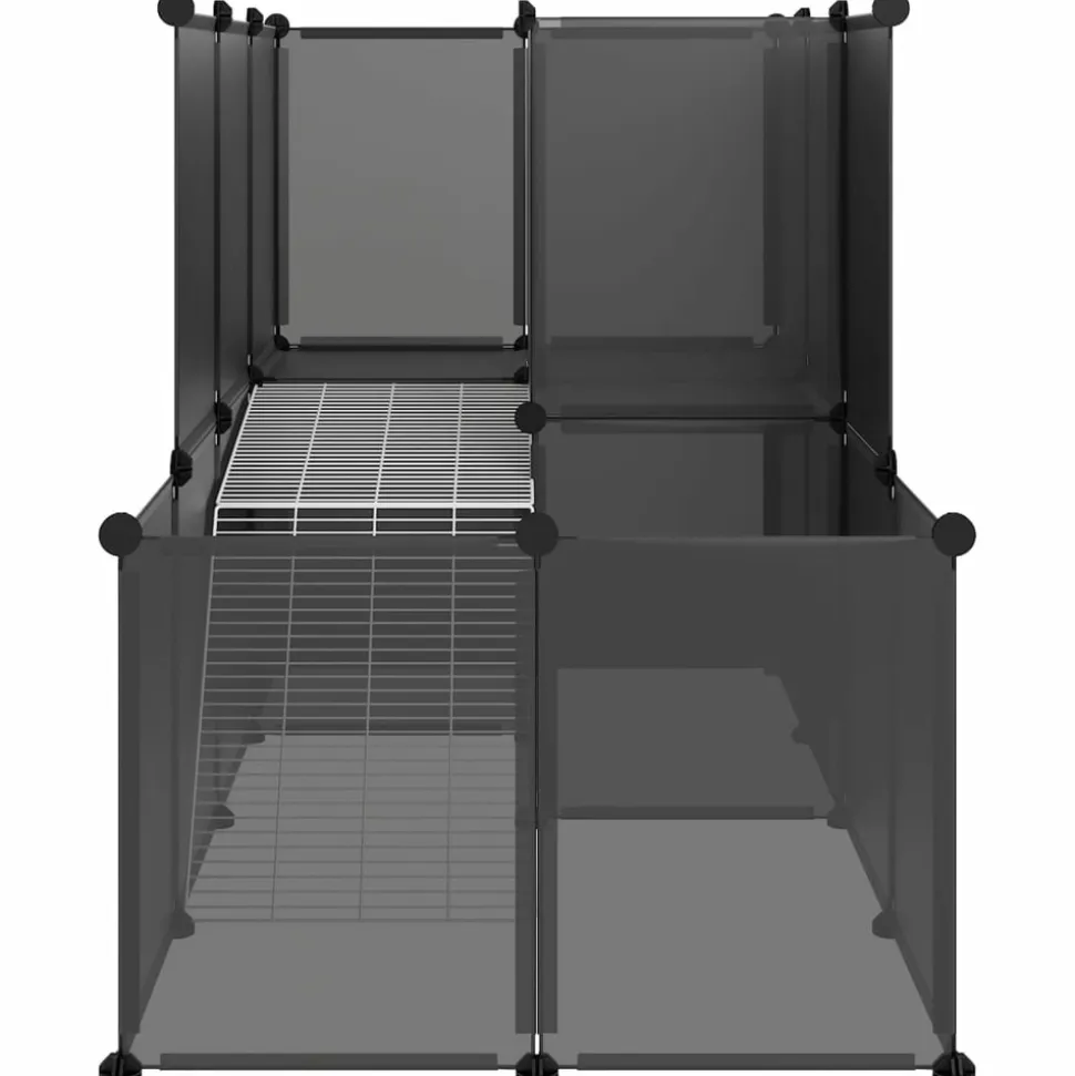 HELLOSHOP26 - Cage pour petits animaux 142 x 74 x 93 cm pp et acier noir