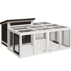 HELLOSHOP26 - Clapier 144 x 123 x 67,5 cm bois de pin massif gris