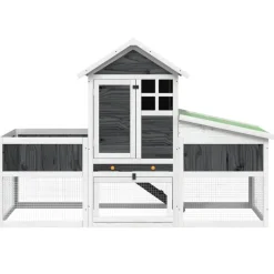 HELLOSHOP26 - Clapier 170 x 63 x 113 cm bois de pin massif gris