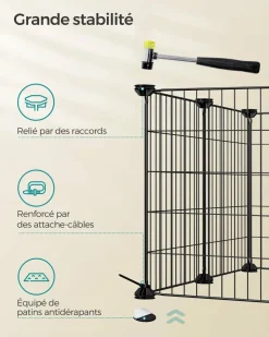 HELLOSHOP26 - Enclos modulable pour petits animaux cage intérieur maillet en caoutchouc offert cochon d'inde lapin assemblage facile 143 x