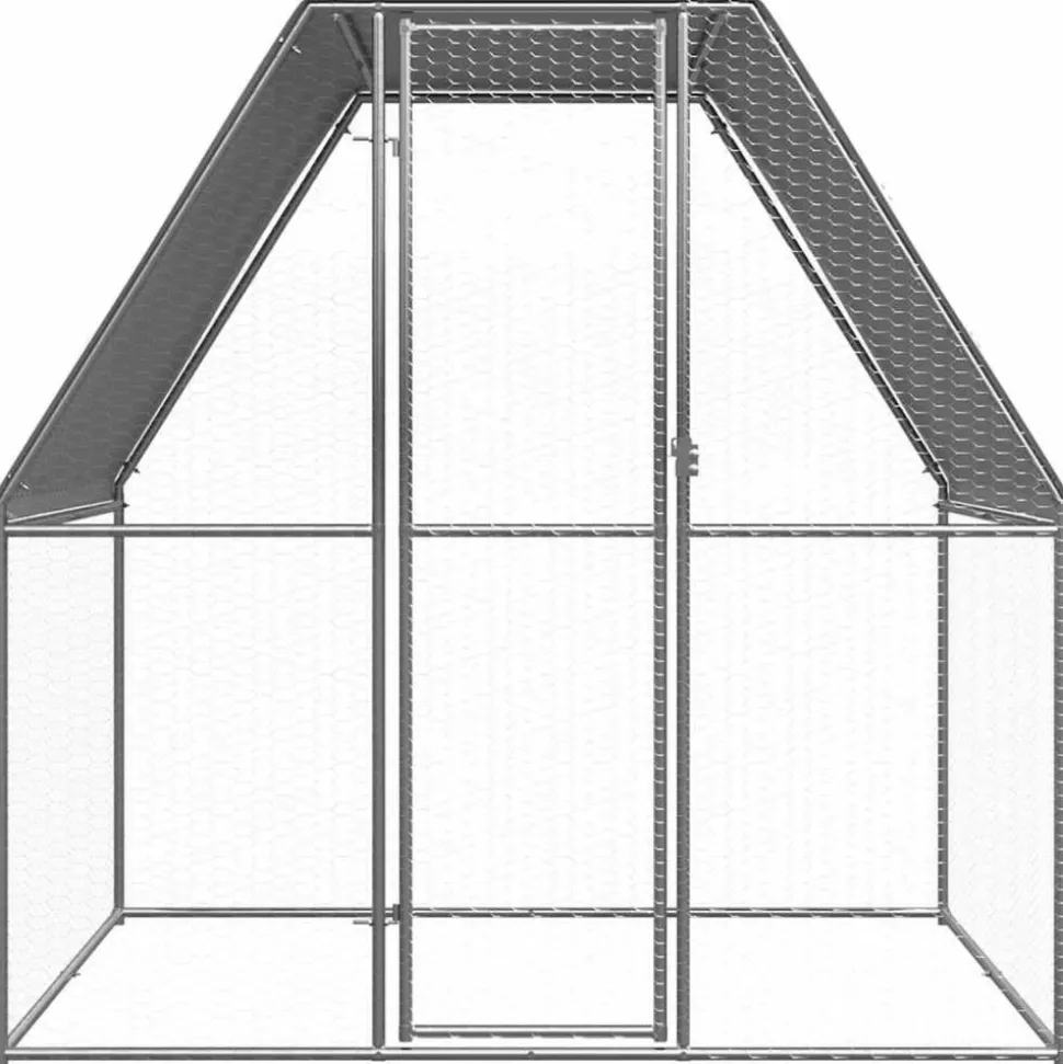 HELLOSHOP26 - Poulailler enclos cage poules argenté et 2 x 2 x 2 m acier galvanisé argent