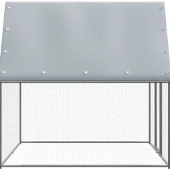HELLOSHOP26 - Poulailler enclos cage poules argenté et 2 x 2 x 2 m acier galvanisé argent
