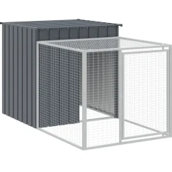 HELLOSHOP26 - Poulailler enclos cage poules avec cour 110 x 813 x 110 cm acier galvanisé anthracite