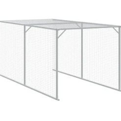 HELLOSHOP26 - Poulailler enclos cage poules avec cour 110 x 1221 x 110 cm acier galvanisé anthracite