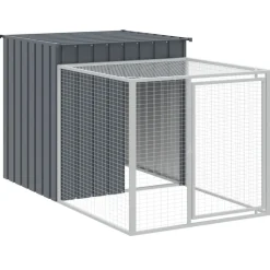 HELLOSHOP26 - Poulailler enclos cage poules avec cour 110 x 1017 x 110 cm acier galvanisé anthracite